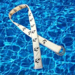 LL Bean Nautical Anchor D-ring Belt (Yellow/Navy/White)